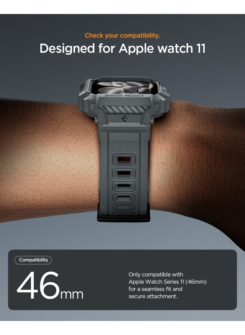 Spigen Rugged Armor Pro 2 for Apple Watch Series 11 / 10 (46mm) Case with Band Strap - Dark Gray - Image 2