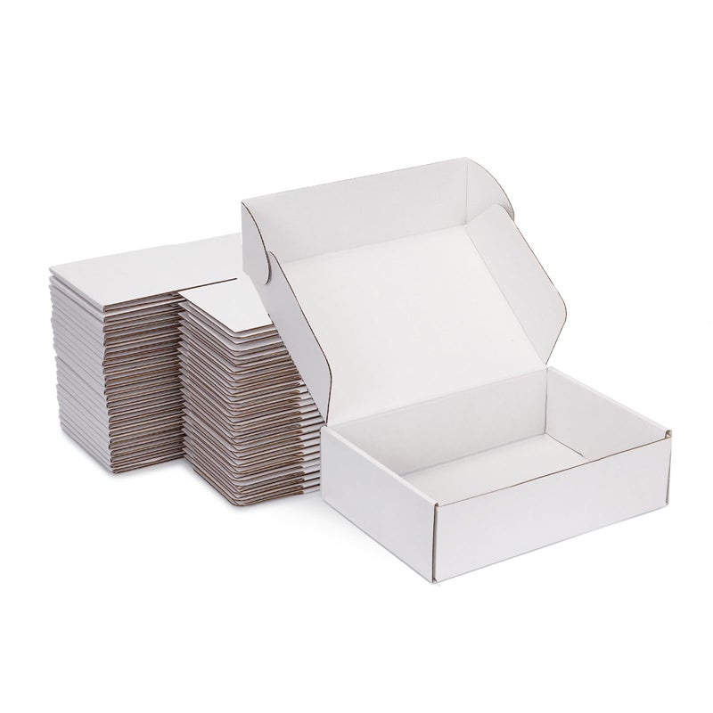 DUZCLI Small Shipping Boxes 9x6x2 Inch (25 Pack) - Sturdy White Corrugated Cardboard Boxes for Small Business, Ecommerce, Mailing & Packaging | Recyclable Gift & Storage Boxes - Image 1