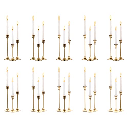 Nuptio Candlestick Candle Holders 30 Pcs Candle Stick Holder Gold Taper Candle Holder Candle Stand for Wedding Party Thanksgiving Halloween Birthday Mantel Baby Shower Table Centerpieces Decor - Image 1