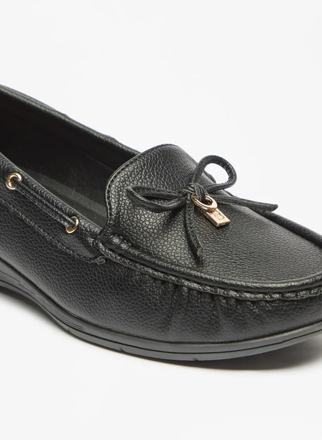 Flora Bella By Shoexpress Women's Bow Accent Slip-On Moccasins With Wedge Heels