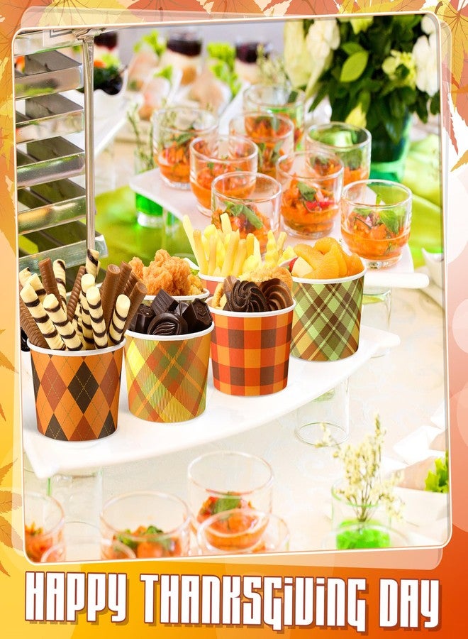 Romooa 48 Pcs 9oz Fall Paper Bowls Plaid Treat Snack Cups Autumn Ice Cream Dessert Bowls Thanksgiving Treat Snack Dessert Cups for Hot or Cold Food Thanksgiving Party Favor Supplies - Image 4