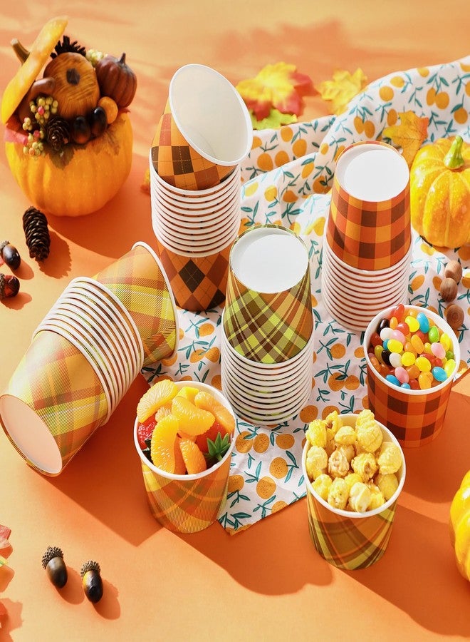 Romooa 48 Pcs 9oz Fall Paper Bowls Plaid Treat Snack Cups Autumn Ice Cream Dessert Bowls Thanksgiving Treat Snack Dessert Cups for Hot or Cold Food Thanksgiving Party Favor Supplies - Image 5