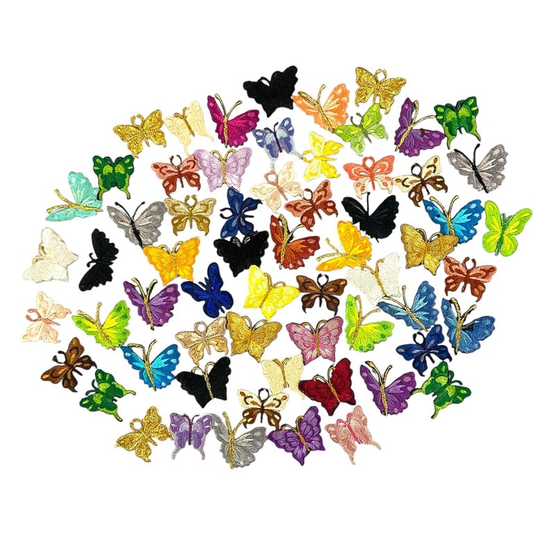 Ushaworks Embroidered Multicolor Butterfly Applique Patches Sew onIron on Patches for ClothesSuits BlouseDupattaSareeJeansBagsShoes etc Pack of 15 Pcs Mix - Image 4