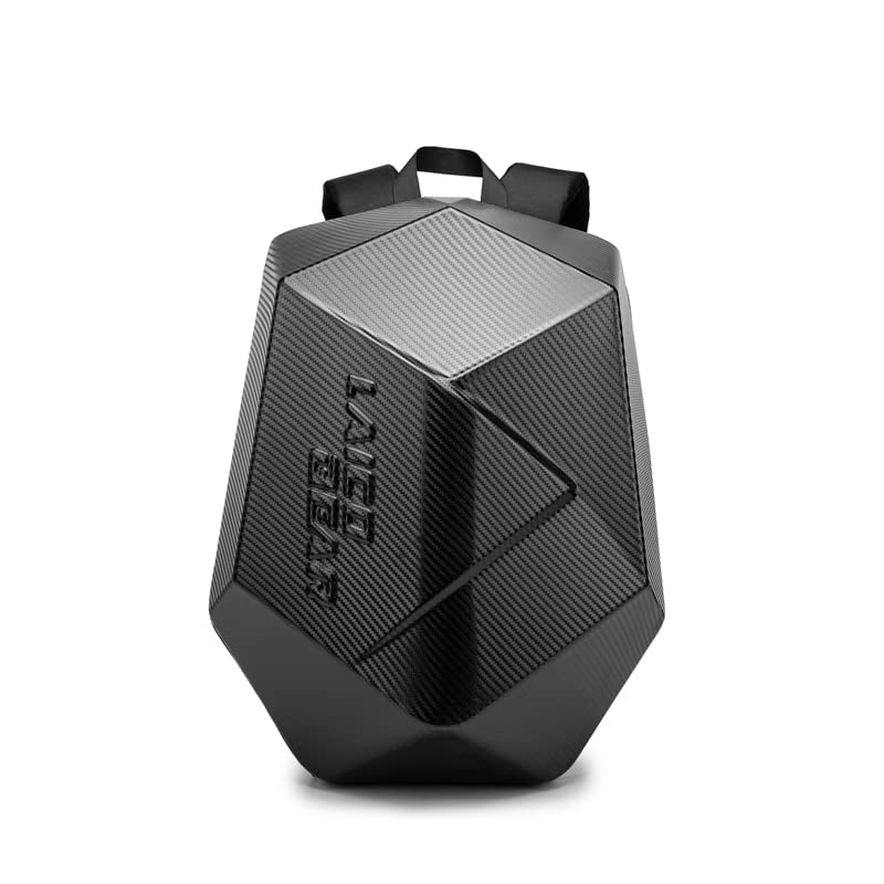 mjmoto Motorcycle Backpack for Men Waterproof Carbon Fiber Motorbike Helmet Backpack Expandable Rear Seat Bag Moto Travel Luggage carbon black - Image 1