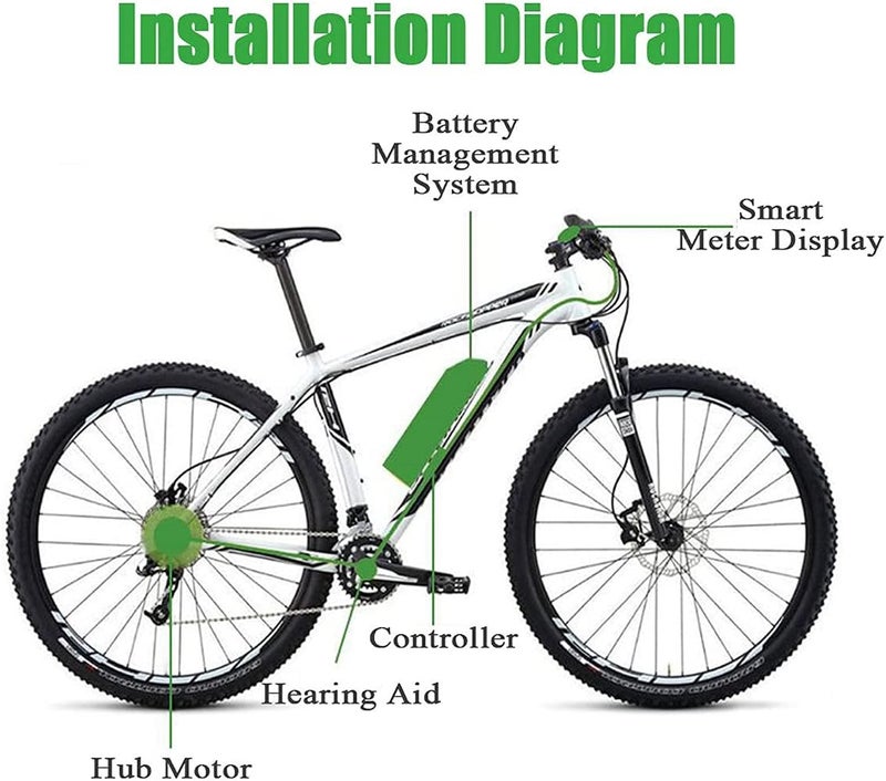 WZFANJIJ Electric Bike Conversion Kit Rear Wheel Electric Bicycle Motor Conversion Kit E-bike Cycling Hub,28"-48v#1500w - Image 2