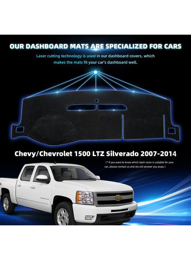 VAFMOLEI Dashboard Dash Cover Mat for 2007-2013 Chevy Chevrolet Silverado 1500 2500 3500 LTZ Polyester Custom Fit Silverado Dash Cover with Two Glove Boxes Black Trim (Silverado 2007-2013, Black, LTZ) - Image 5