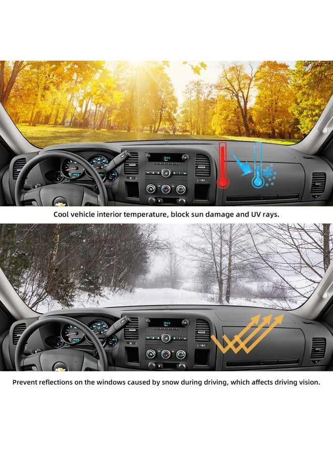VAFMOLEI Dashboard Dash Cover Mat for 2007-2013 Chevy Chevrolet Silverado 1500 2500 3500 LTZ Polyester Custom Fit Silverado Dash Cover with Two Glove Boxes Black Trim (Silverado 2007-2013, Black, LTZ) - Image 3