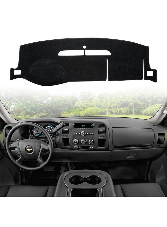 VAFMOLEI Dashboard Dash Cover Mat for 2007-2013 Chevy Chevrolet Silverado 1500 2500 3500 LTZ Polyester Custom Fit Silverado Dash Cover with Two Glove Boxes Black Trim (Silverado 2007-2013, Black, LTZ) - Image 1