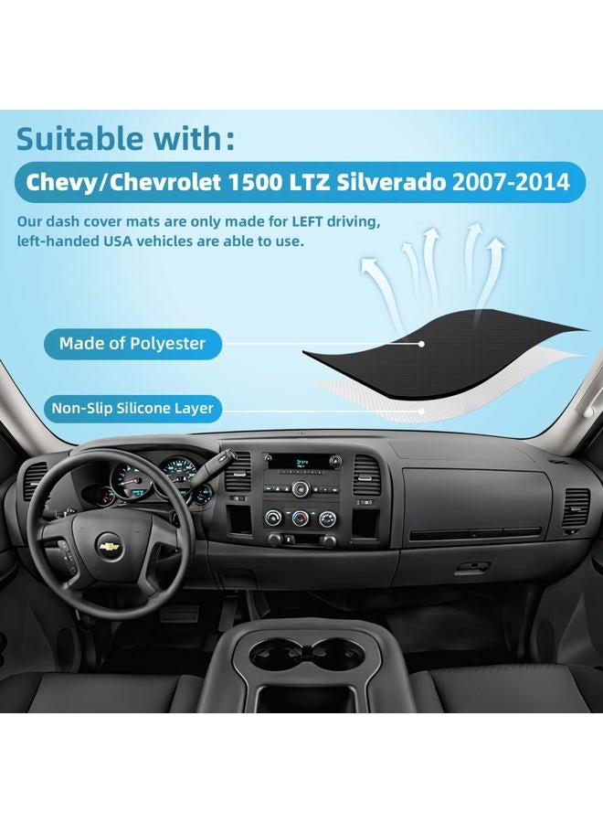 VAFMOLEI Dashboard Dash Cover Mat for 2007-2013 Chevy Chevrolet Silverado 1500 2500 3500 LTZ Polyester Custom Fit Silverado Dash Cover with Two Glove Boxes Black Trim (Silverado 2007-2013, Black, LTZ) - Image 4