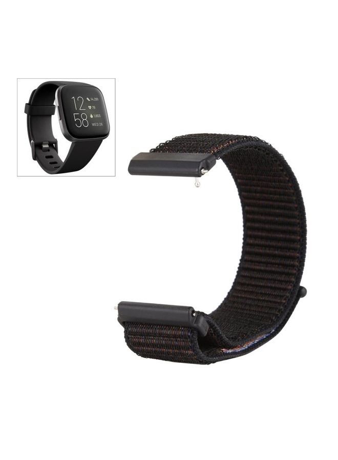 NIBEMINENT Nylon Watchband With Hook And Loop Fastener For Fitbit Versa/Versa 2 Black - Image 1