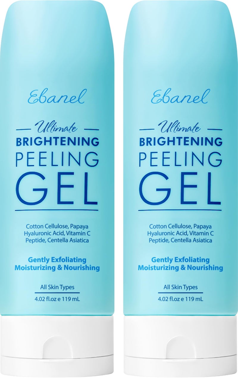 Ebanel 2-Pack Brightening Peeling Gel with Cotton Cellulose, Rice, Papaya, Centella, Hyaluronic Acid for Face and Body, Gentle Exfoliating Face Scrub Gel Peel Wash Pore Cleanser Minimizer Exfoliator - Image 1