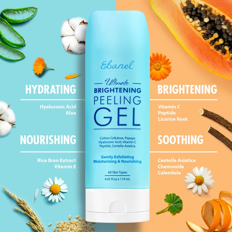 Ebanel 2-Pack Brightening Peeling Gel with Cotton Cellulose, Rice, Papaya, Centella, Hyaluronic Acid for Face and Body, Gentle Exfoliating Face Scrub Gel Peel Wash Pore Cleanser Minimizer Exfoliator - Image 2