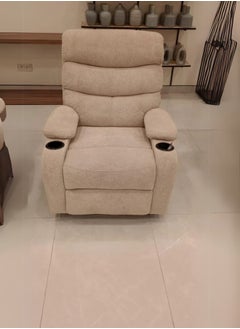 Maria Comfortable Recliner Chair with Cup Holders and Soft Upholstery - Perfect for Living Rooms and Home Theaters (Beige)  - Image 4