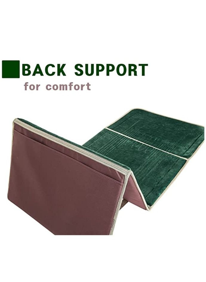 Haidue 2 In 1 Foldable Prayer Mat With Backrest Green 110x55cm  - Image 2