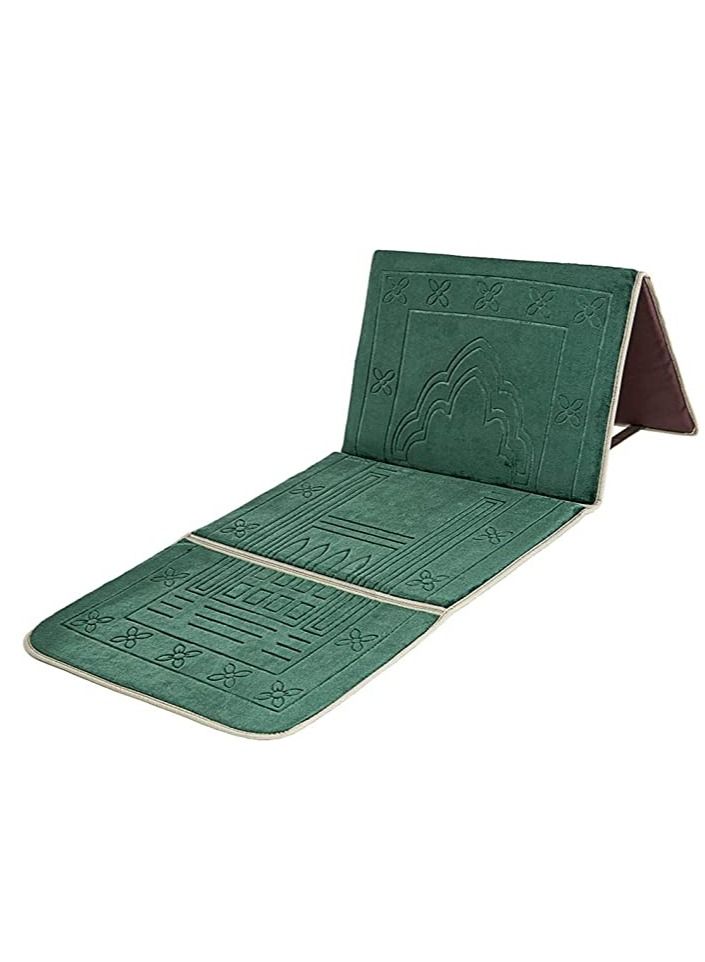 Haidue 2 In 1 Foldable Prayer Mat With Backrest Green 110x55cm  - Image 1