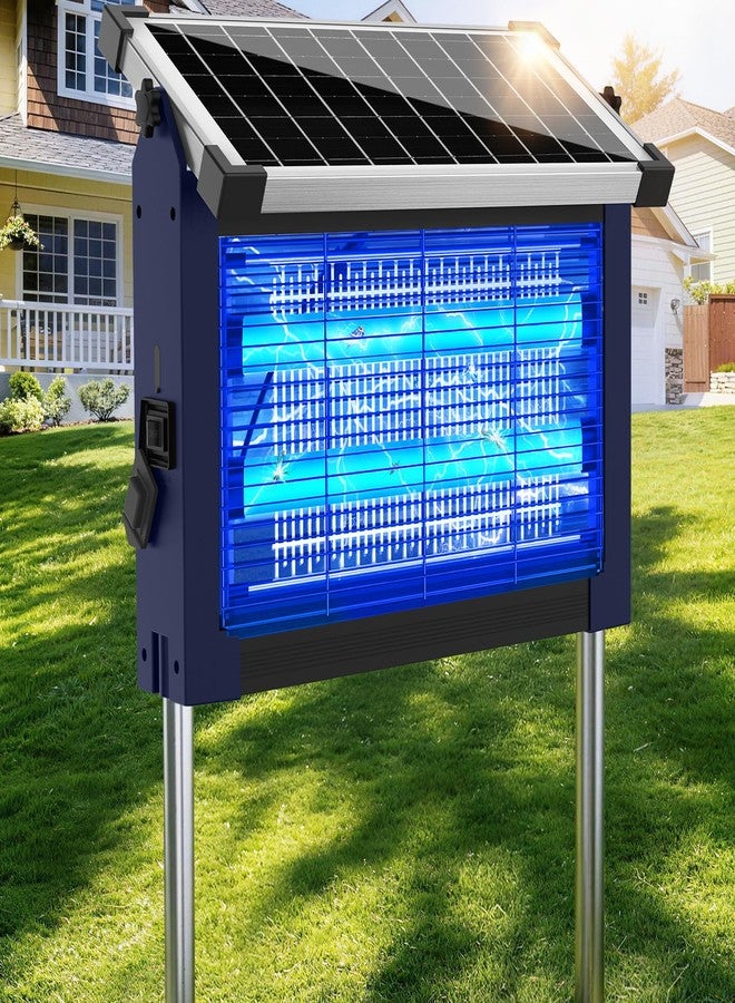 zechuan Solar Bug Zapper Outdoor Waterproof, 4500V Rechargeable Mosquito Zapper with Solar Panel Sensor, Auto ON/Off, 10ft Extension Cord & Solar Powered Bug Zapper, Cordless Insect Zap for Patio Yard Garden - Image 1