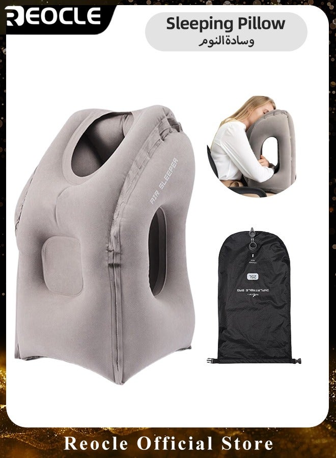 ريوكل وسادة سفر قابلة للنفخ وسادة عنق طائرة تدعم الرأس والذقن بشكل مريح للطائرات والقطارات والسيارات والقيلولة في المكتب - Image 1