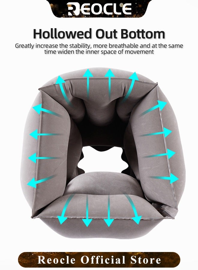 ريوكل وسادة سفر قابلة للنفخ وسادة عنق طائرة تدعم الرأس والذقن بشكل مريح للطائرات والقطارات والسيارات والقيلولة في المكتب - Image 3