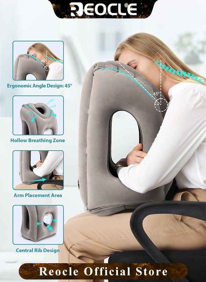 ريوكل وسادة سفر قابلة للنفخ وسادة عنق طائرة تدعم الرأس والذقن بشكل مريح للطائرات والقطارات والسيارات والقيلولة في المكتب - Image 4