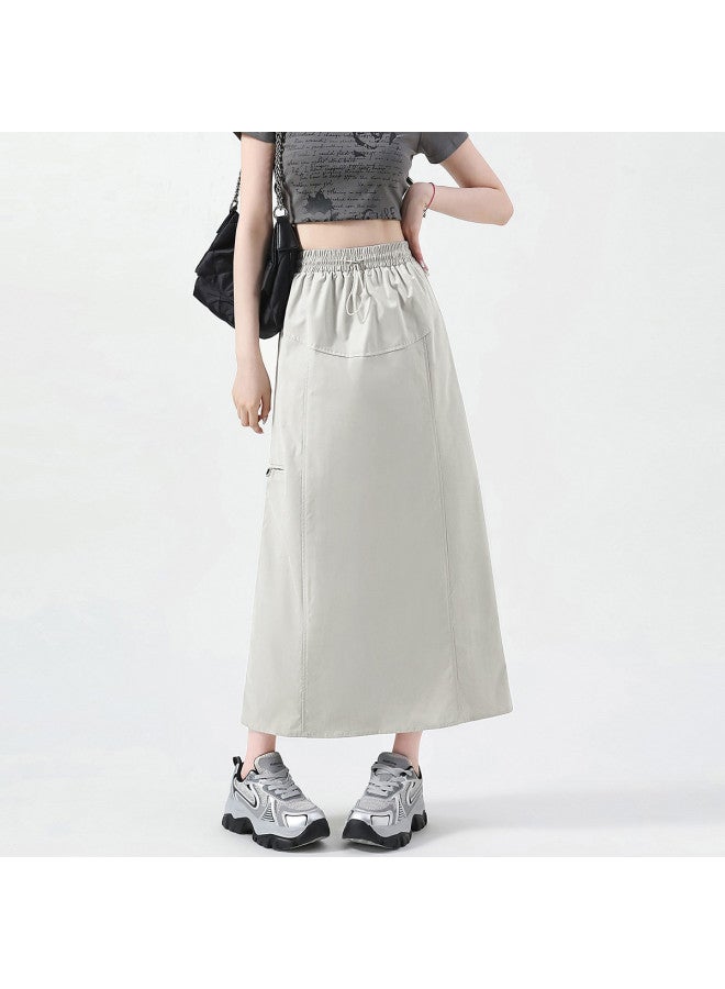 Jeanswest تنورة عمل كاجوال أمريكية ريترو بتصميم مميز وتنورة ميدي عالية الخصر على شكل حرف A - Image 5