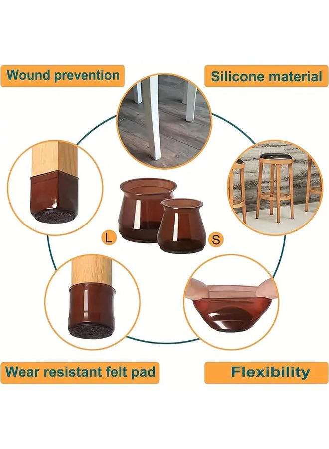 Dark Brown Non Slip Chair Leg Protectors 8 Pack Heavy Duty Floor Protectors - Image 5