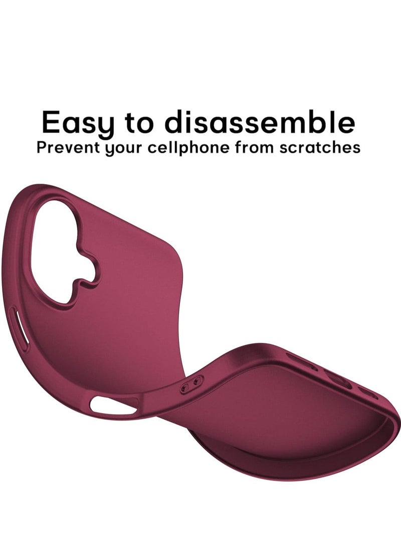 MUNTAQI iPhone 16 Wine Red Case – Ultra-Thin Matte Cover with Camera Lens and Screen Protectors, Light Soft Touch, Shockproof Design - Image 5