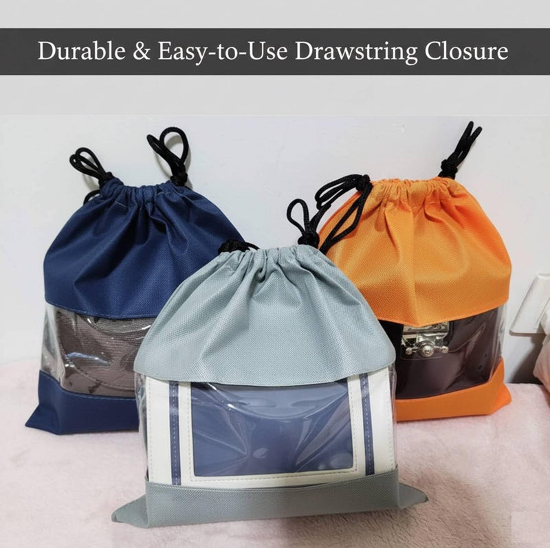 Lify Storage Non-Woven Breathable Perspective Window Storage Dust Drawstring Pouch (Aqua Blue -2 Pieces and Navy Blue -2 Piece) -4 Piece Pack - Image 5