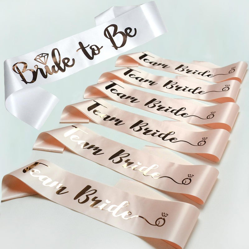 BLUPLE 6 Team Bride Sashes,1 Bride to Be Sash,Team Bride, Bachelorette Party Sash, Wedding Party Gift for Bridesmaids (7) - Image 1