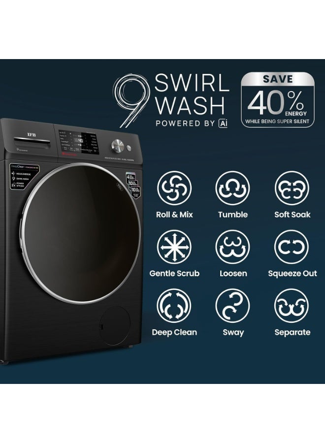 IFB 10 Kg Front Load Washing Machine, 1400 RPM, AI Powered, Steam Wash, Inverter Motor – Executive Plus BXN 1014KH - Black - Image 2