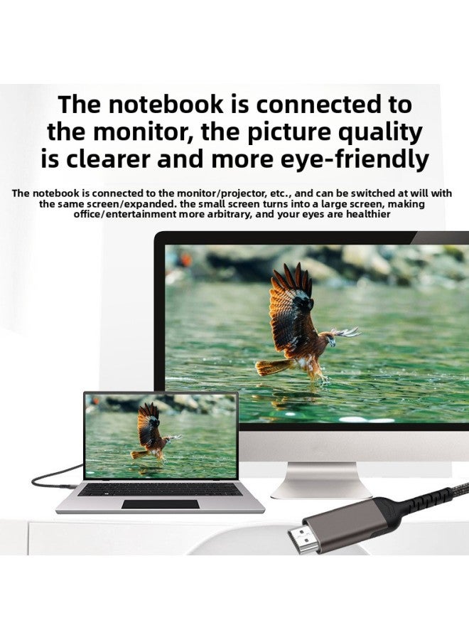 Type-c To Hdmi Conversion Line 4k60hz Mobile Phone Laptop Monitor HD Video Line-Color:Typec To Hd4k60hz-1.8m-gun Color - Image 3