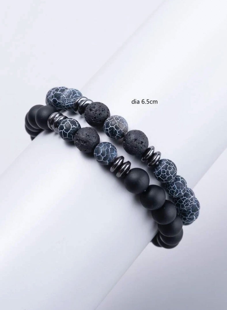 JewelryLand 2Pcs Men’s Bracelet Made Of Stones - Image 3