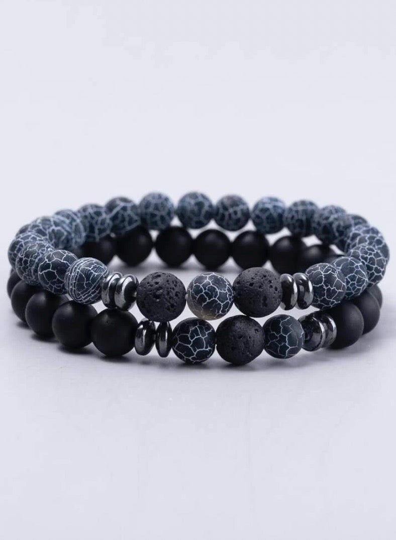 JewelryLand 2Pcs Men’s Bracelet Made Of Stones - Image 1
