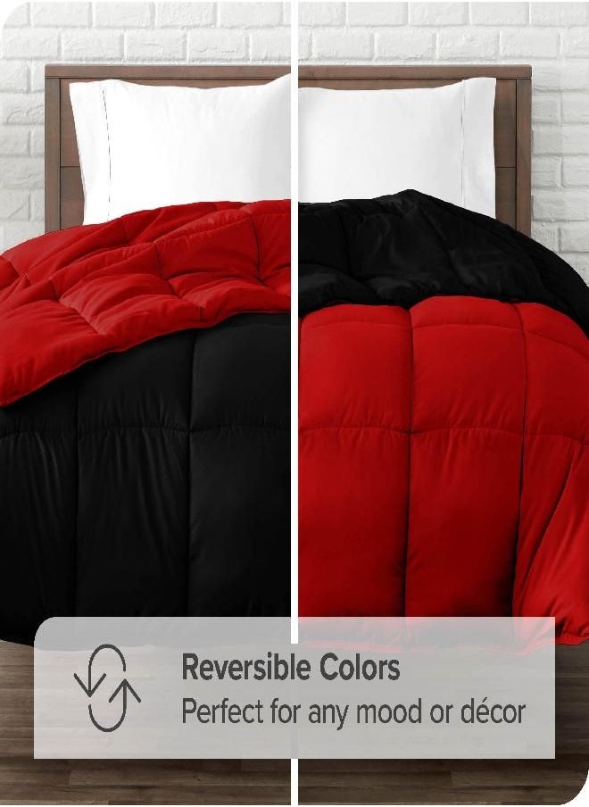 Bare Home Bare Home Twin/Twin Extra Long Comforter - Reversible Colors - Goose Down Alternative - Ultra-Soft - Premium 1800 Series - All Season Warmth - Bedding Comforter (Twin/Twin XL, Black/Red)  - Image 2
