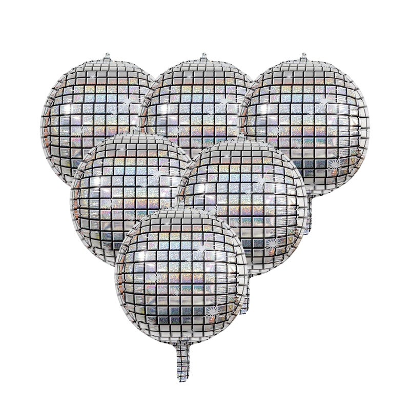 Duomama Huge 4D Disco Ball Balloons  Silver 22 Inch  6 Pack for 70s 80s 90s Party Decor Birthday Bachelorette Graduation  Sparkle and Shine - Image 2