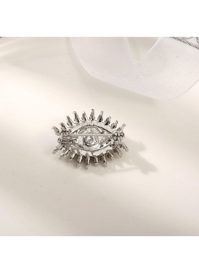 COLORFUL BLING Lucky Evil Eye Brooch Pin Freshwater Pearl And Crystal Vintage Lapel Pin For Wedding Party Prom Multipurpose Brooch Ladies Accessories For Shawl Scarf Buckle Sweater Cardigana  - Image 3