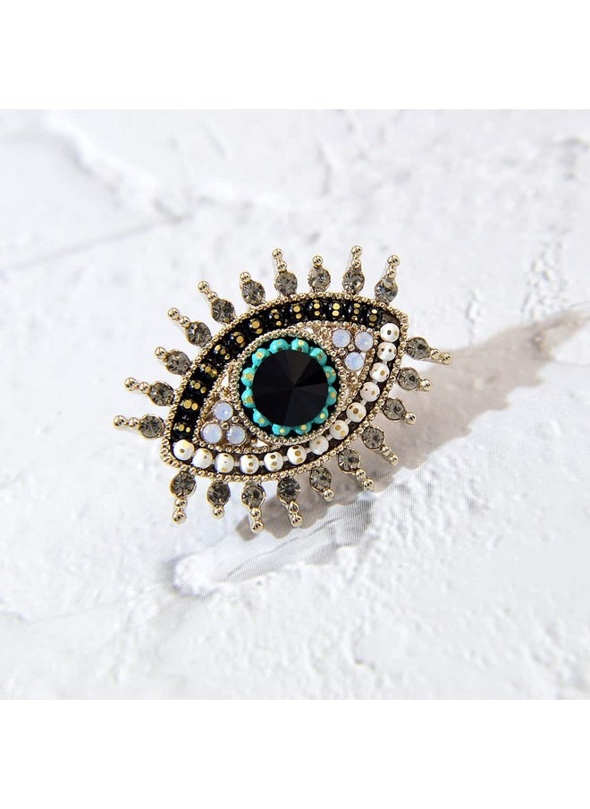 COLORFUL BLING Lucky Evil Eye Brooch Pin Freshwater Pearl And Crystal Vintage Lapel Pin For Wedding Party Prom Multipurpose Brooch Ladies Accessories For Shawl Scarf Buckle Sweater Cardigana  - Image 2