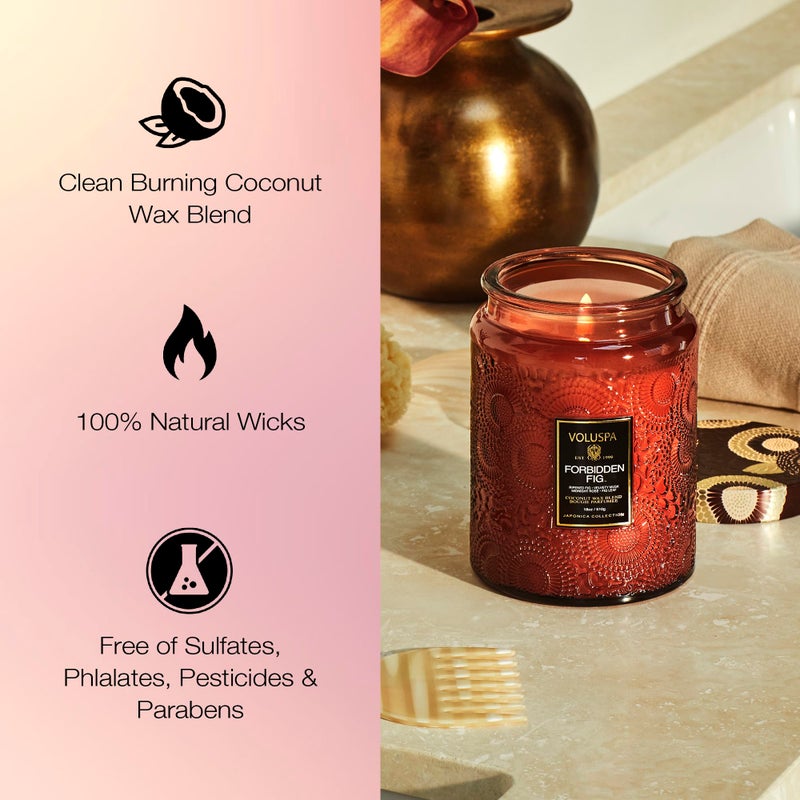 Voluspa Forbidden Fig Candle, 18 oz, Coconut Wax Blend, Scented Candles for Home, 100 Hour Burn Time, Candle Jars - Image 4