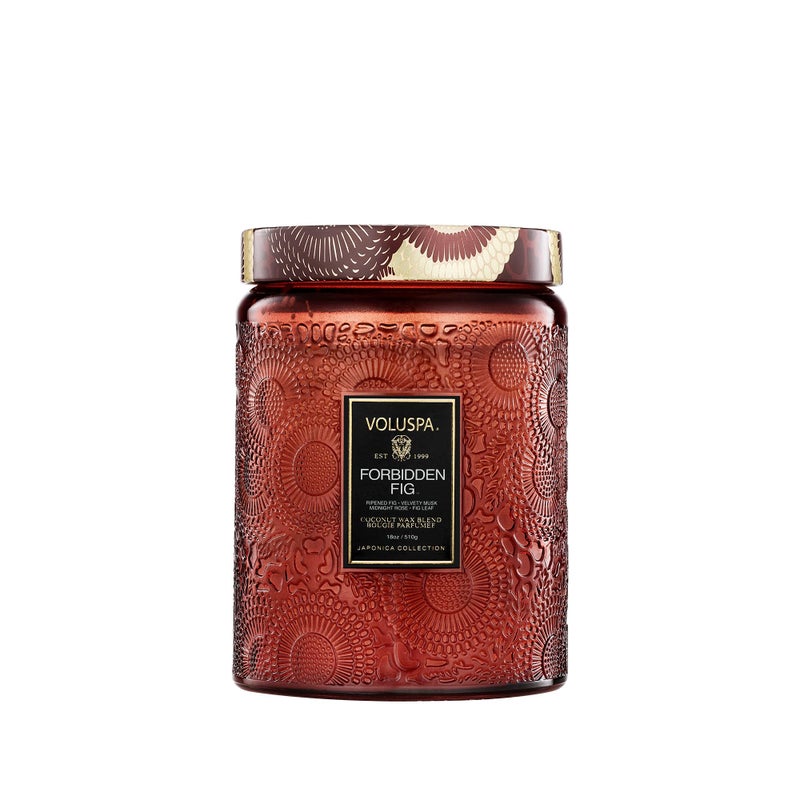 Voluspa Forbidden Fig Candle, 18 oz, Coconut Wax Blend, Scented Candles for Home, 100 Hour Burn Time, Candle Jars - Image 1