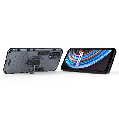 MaiJin LuluMain Compatible with Oppo Realme X7 Realme V15 5G Case Metal Ring Grip Kickstand Shockproof Hard Bumper Works with Magnetic Car Mount Dual Layer Rugged Cover Navy Blue - Image 3