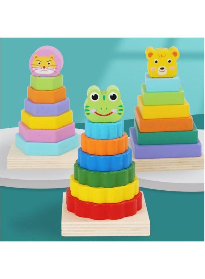 Children's Wooden Puzzle Rainbow Tower Ring Tumbler Balance Stacking Music Baby Park Educational Toys Wholesale-Specifications:mmm-Balance Jacket Column  - Image 4