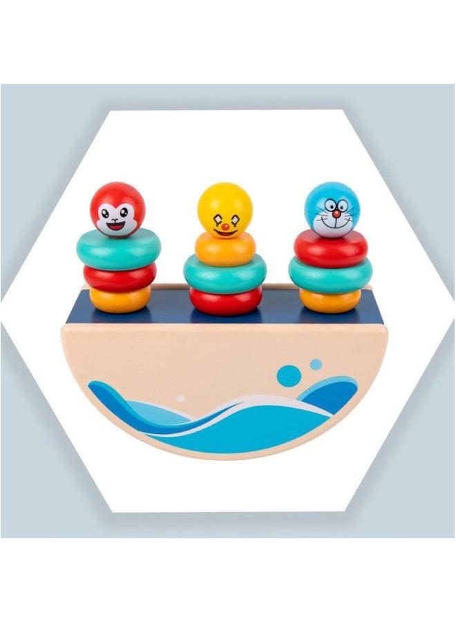 Children's Wooden Puzzle Rainbow Tower Ring Tumbler Balance Stacking Music Baby Park Educational Toys Wholesale-Specifications:mmm-Balance Jacket Column  - Image 2