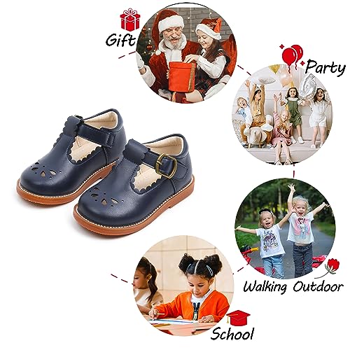 PHIRAMIN Toddler Girl Mary Jane Navy Blue Dress Shoes Size 8 Girl School Uniform Shoes for Wedding Party - Image 5