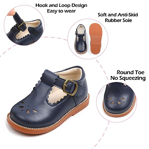 PHIRAMIN Toddler Girl Mary Jane Navy Blue Dress Shoes Size 8 Girl School Uniform Shoes for Wedding Party - Image 4