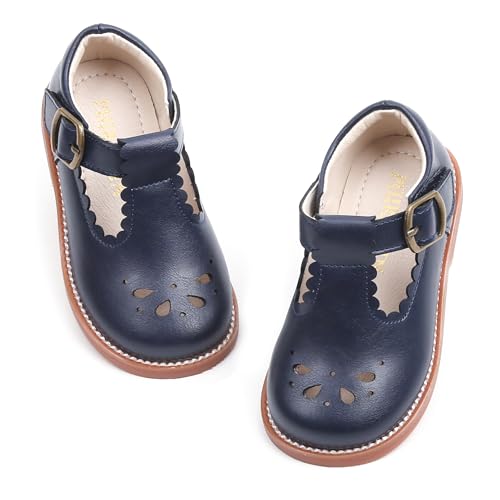 PHIRAMIN Toddler Girl Mary Jane Navy Blue Dress Shoes Size 8 Girl School Uniform Shoes for Wedding Party - Image 1