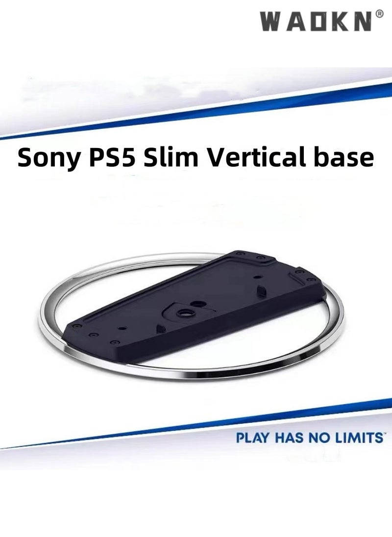 WAOKN PS5 Slim Host Upright Stand PS5 Slim Light Version Vertical Heat Dissipation Base Upright Stand Base,Vertical Stand for Playstation 5 Slim Base Accessories Metal Outer Ring Black Bracket  - Image 5