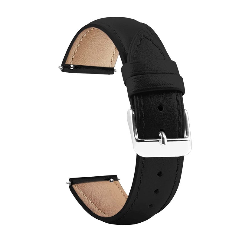 ACM Watch Strap Leather Belt 22mm compatible with Titan Zeal Smartwatch Casual Classic Band Black - Image 5