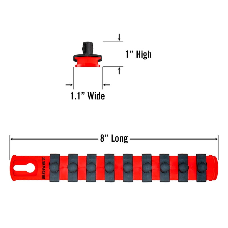 Ernst Manufacturing - 8411-Red-3/8 8411 8-Inch Socket Organizer with 9 3/8-Inch Twist Lock Clips, Red - Image 5
