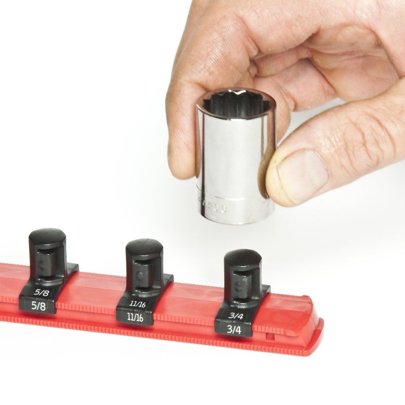 Ernst Manufacturing - 8411-Red-3/8 8411 8-Inch Socket Organizer with 9 3/8-Inch Twist Lock Clips, Red - Image 2