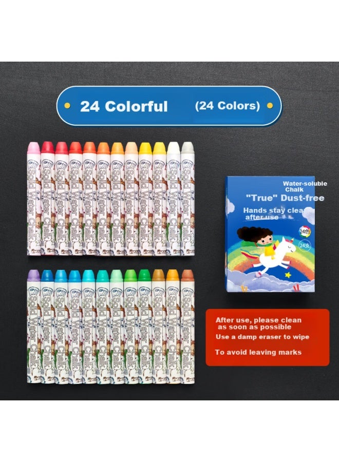 Dsb Water-Soluble Chalk Colorful Blackboard Special Drawing Bright Dust-Free Non-Toxic Household Children'S Festival Graffiti Chalk 24 Colors 24 Sticks/Box Ck-5242 - Image 1