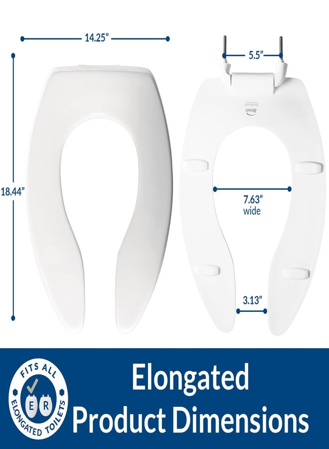 BEMIS 3155CT Commercial Open Front Plastic Toilet Seat, Extra Heavy Duty Industrial Seat without Lid, Secure Installation, Made in USA, Elongated, White - Image 4